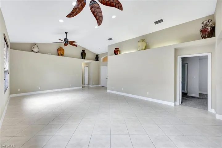 Digitally staged living room and dining room set up