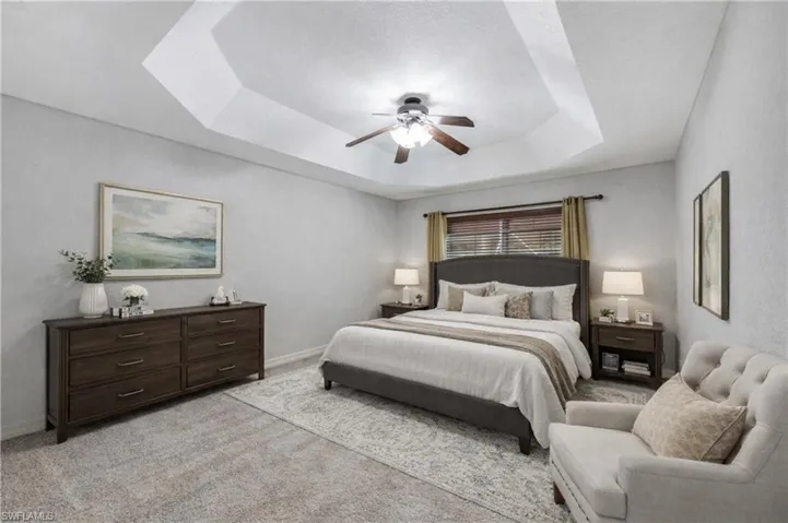 Digitally staged master bedroom