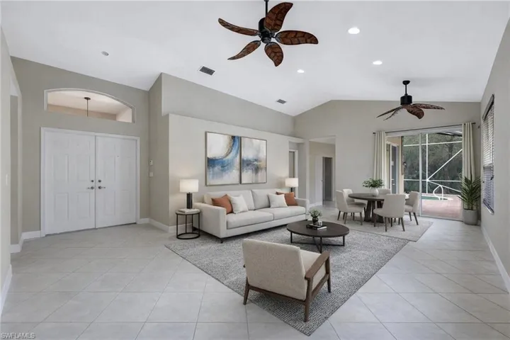 Digitally staged living room set up