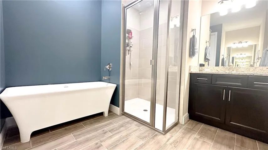 Bathroom with separate shower and tub and vanity