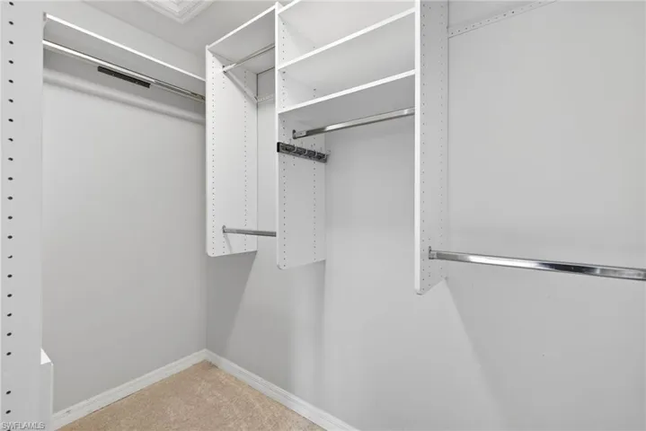 Spacious closet with carpet flooring