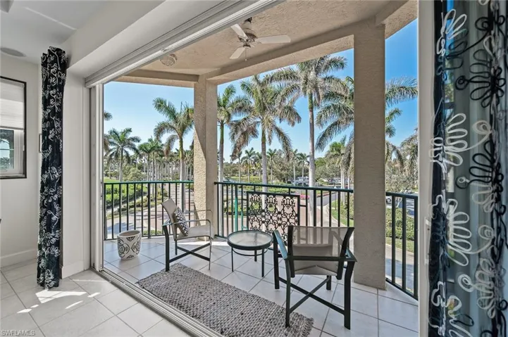 Balcony with a ceiling fan