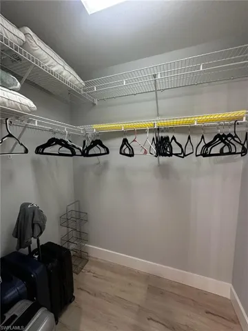 Spacious closet with light wood-type flooring