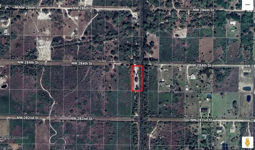 Aerial overview of property's location with property parcel outlined