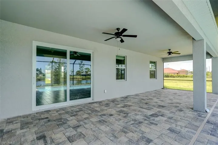 View of patio / terrace featuring ceiling fan