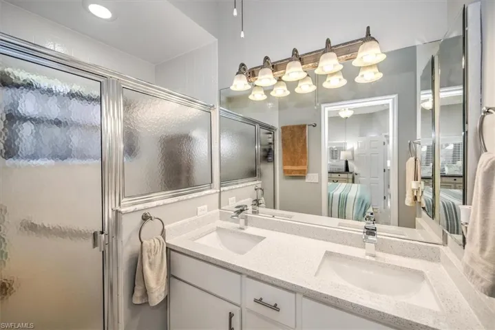 Primary Bathroom with shower and dual sink vanity