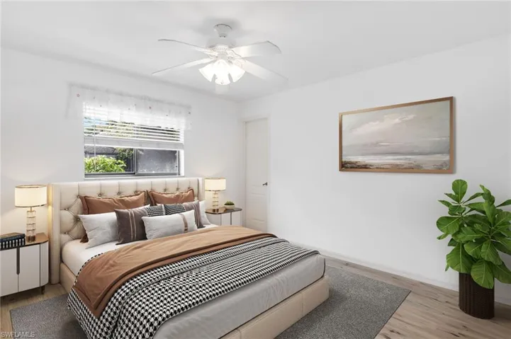 Virtually staged guest bedroom