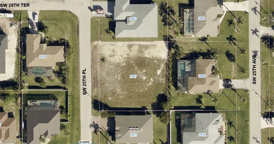 Aerial overview of property's location featuring property parcel outlined