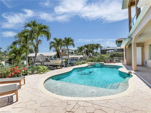 View of pool featuring a patio and an in ground hot tub