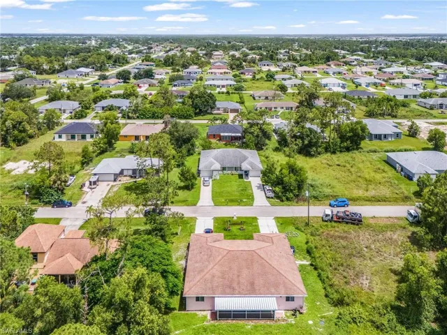 Aerial perspective of suburban area