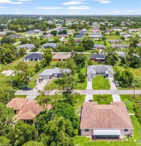 Aerial perspective of suburban area