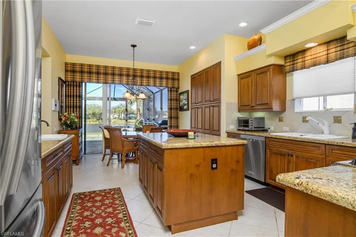 Kitchen facing open sliders