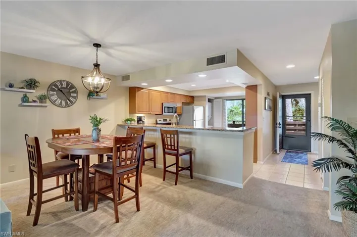 Dining area with  chandelier