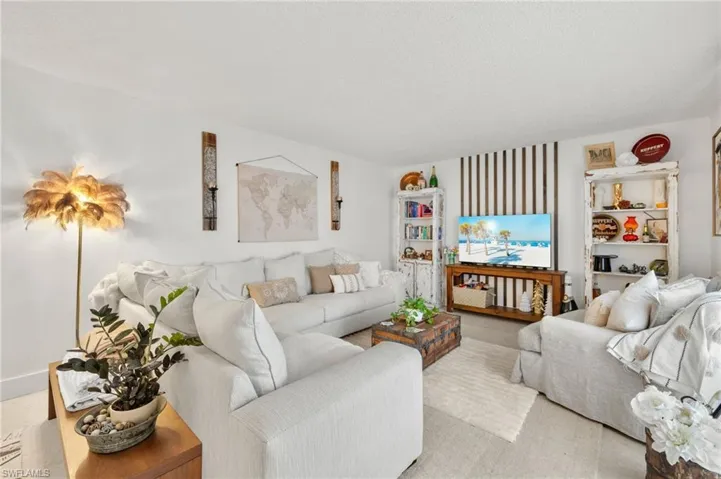 Living area with a textured ceiling