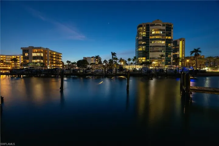 West twilight water view from community featuring beachfront residences