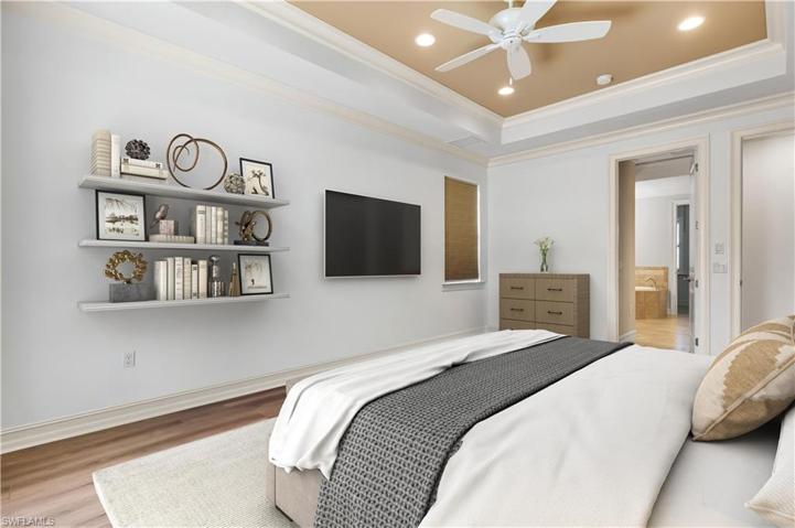 MASTER WING HAS ENSUITE BATH.NEW INTERIOR PAINT THROUGHOUT THE HOME. TRAY CEILING, CROWN MOLDING. THIS ROOM HAS BEEN VIRTUALLY STAGED.