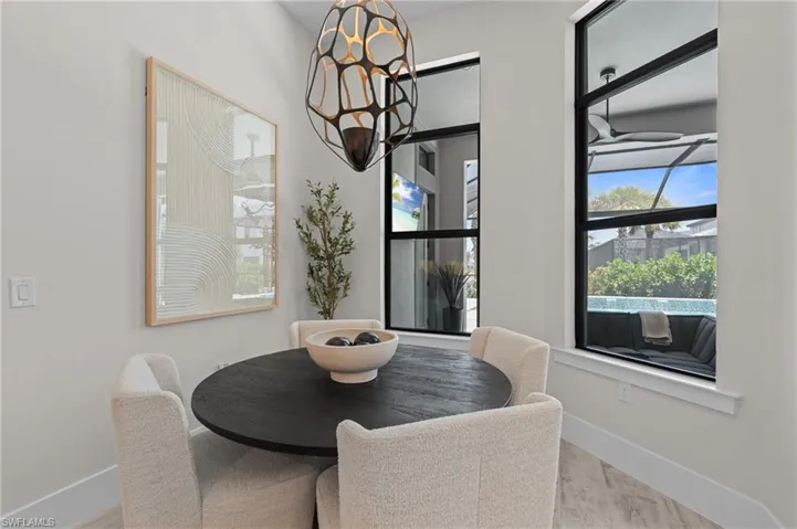 Dining area with baseboards