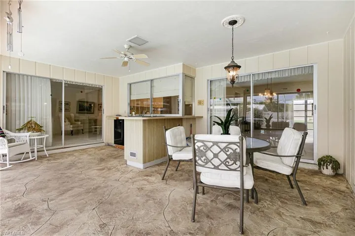 Dining room featuring ceiling fan