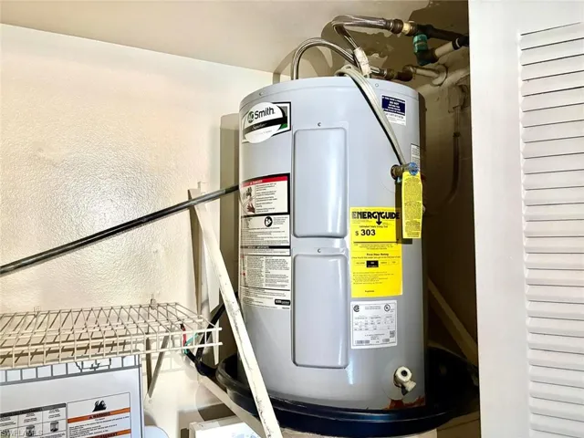 Utility room with electric water heater