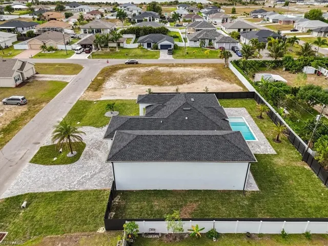 Aerial perspective of suburban area