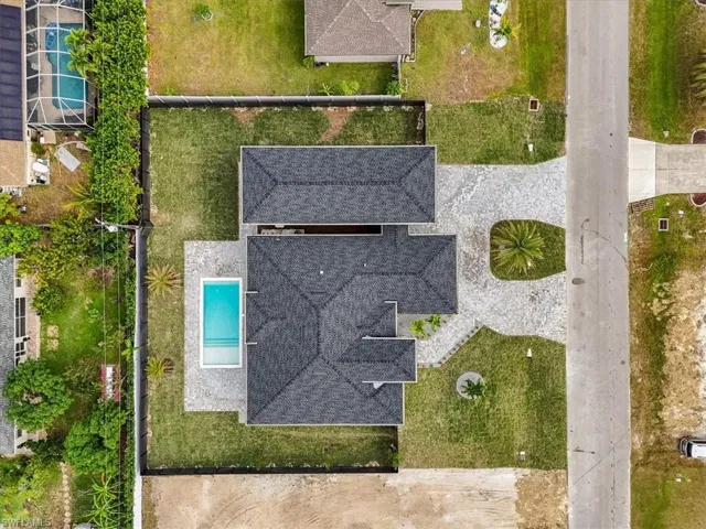 Drone / aerial view of a pool