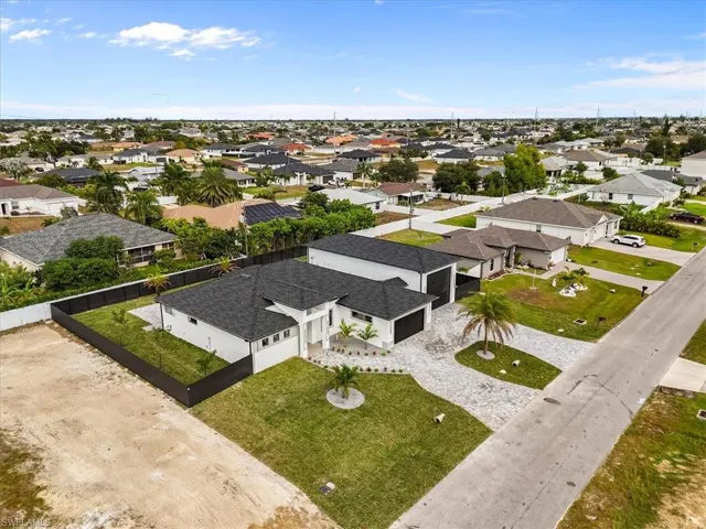 Aerial perspective of suburban area