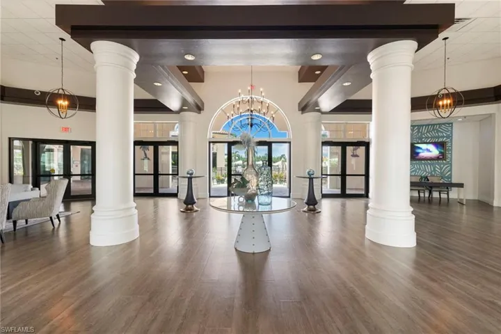 View of beautiful clubhouse lobby.