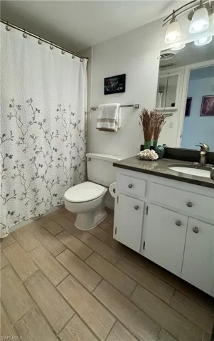 Bathroom with vanity and toilet