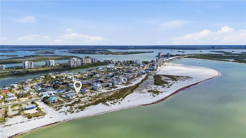 Bird's eye view of a nearby body of water