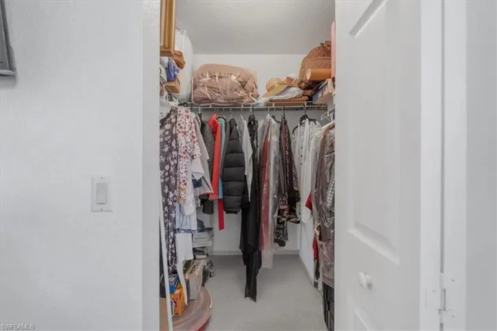 Walk in closet with carpet floors