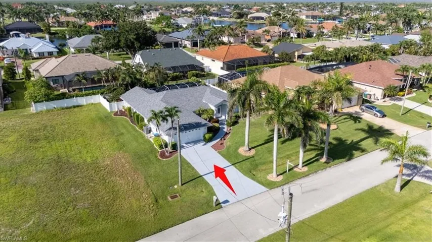 Aerial perspective of suburban area