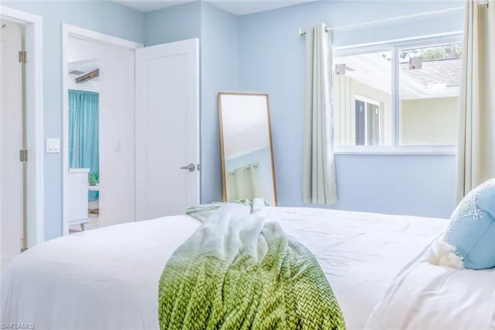 Light blue wall paint creating an airy ambiance