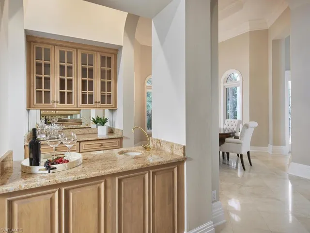 Bar area leading from formal living room into the family room.