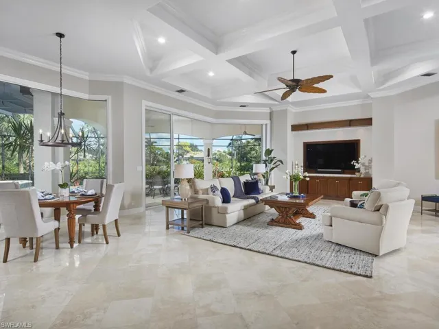 Foyer, formal dining room and family room.
