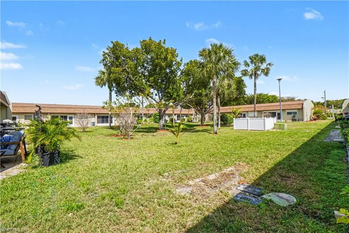 View of grassy courtyard in the back.