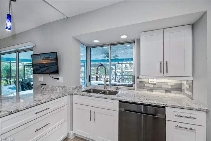 Kitchen is open and bright