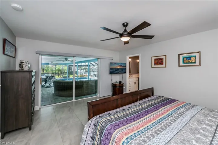 Primary Bedroom with Large Pocket slider to pool area