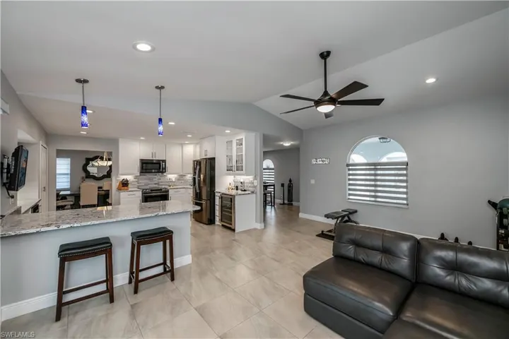 Kitchen is open and bright, easy entertaining