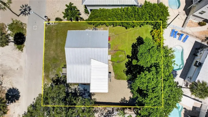 Direct overhead aerial view showing lot size and shape