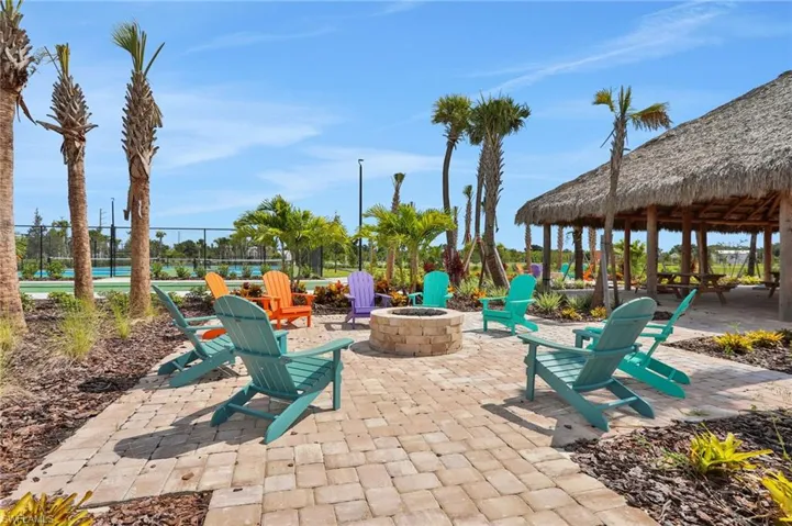 View of patio / terrace with an outdoor fire pit
