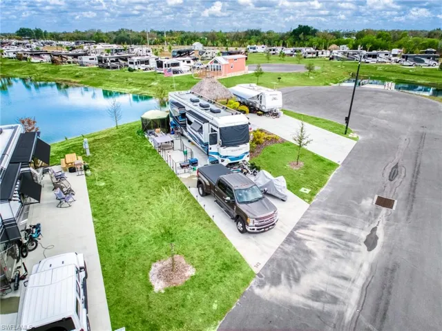 Bird's eye view of a nearby body of water