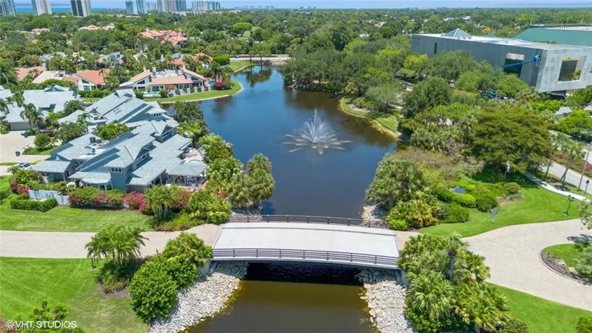 Drone / aerial view featuring Bridge entry to Bridge Way Villas