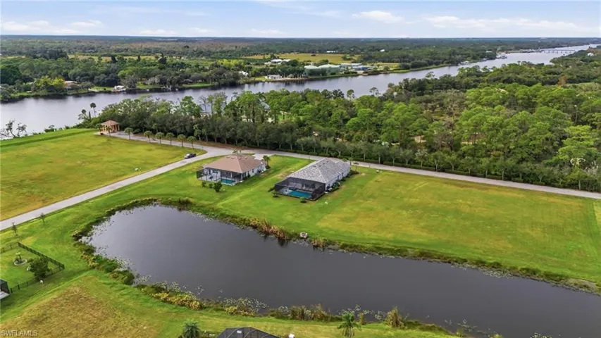 Bird's eye view of a nearby body of water
