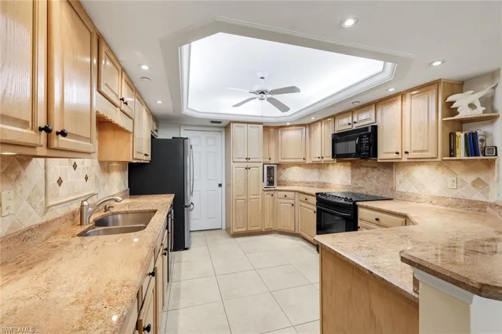 Generous countertop space.