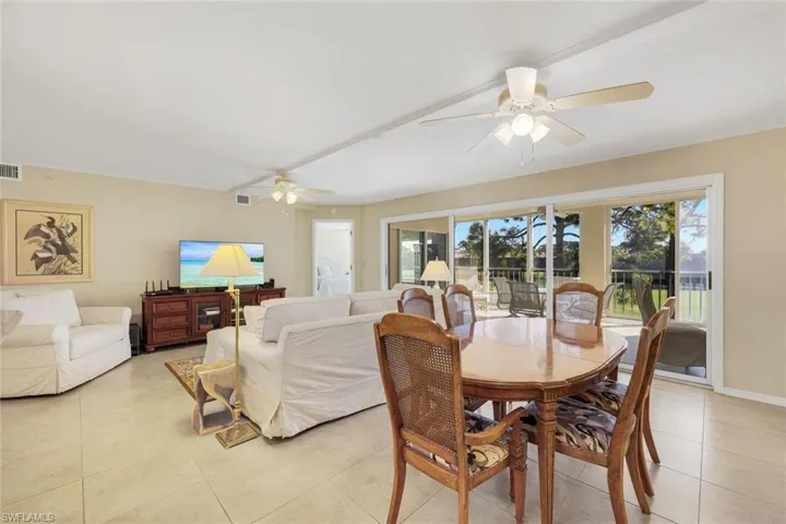 View of living apace from dining area.
