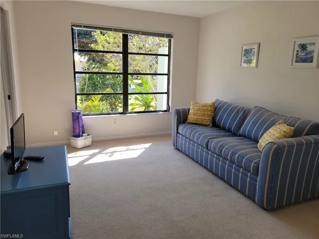 Living room featuring carpet floors