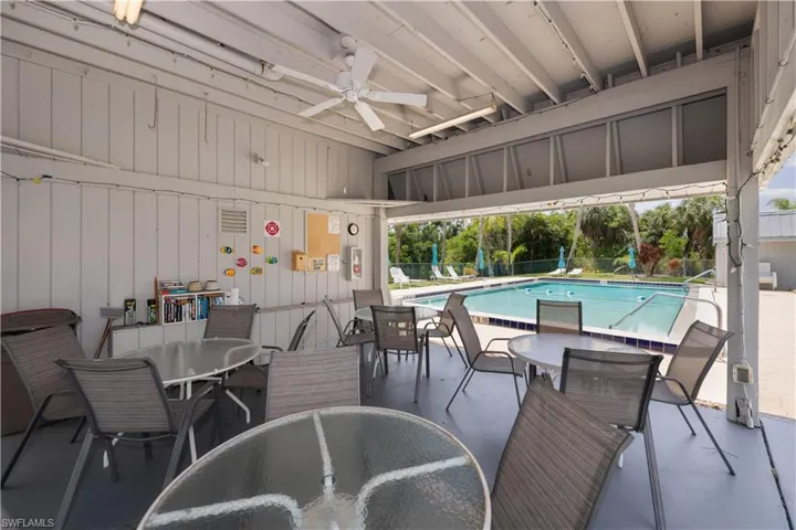 Community Cabana enjoyed by all, for enjoying a meal between dips in the pool or maybe playing cards or games