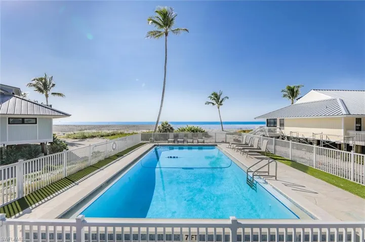 Community pool featuring a patio and a water view
