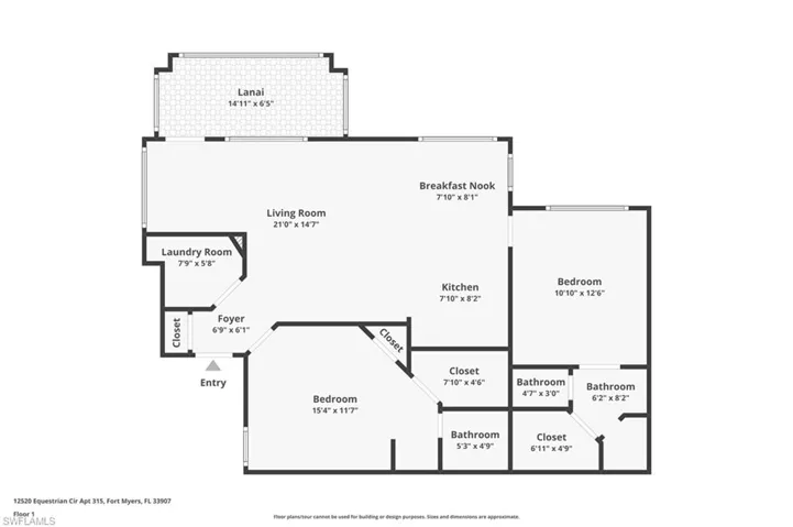 Kitchen with stainless steel appliances, light stone countertops, white cabinetry, and wood tiled floors