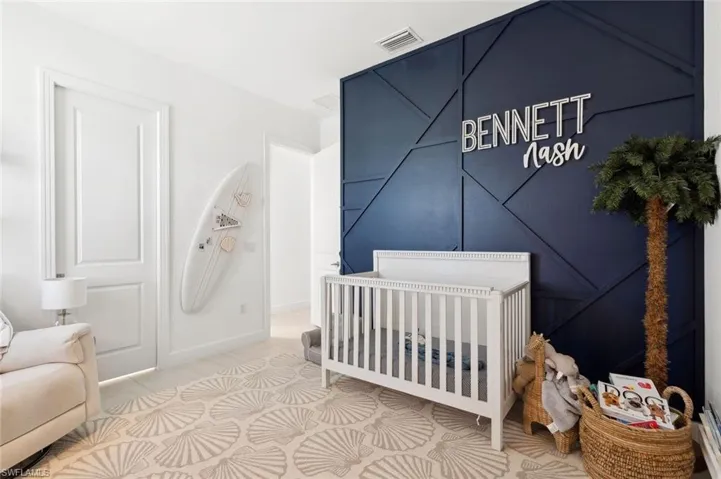 Bedroom with accent wall